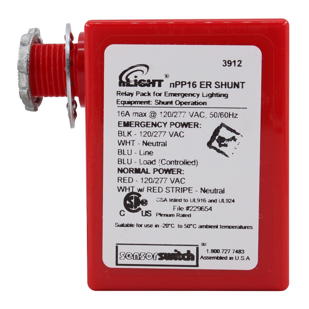 SENSOR SWITCH NPP16-ER-SHUNT NLIGHT EMERGENCY SHUNT POWER PACK, PLENUM, 16A