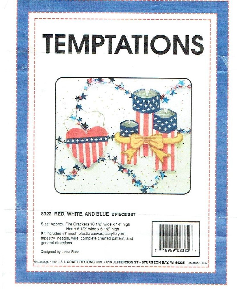 RED, WHITE & BLUE WALL HANGING  plastic canvas  PATTERN (#TF0502)