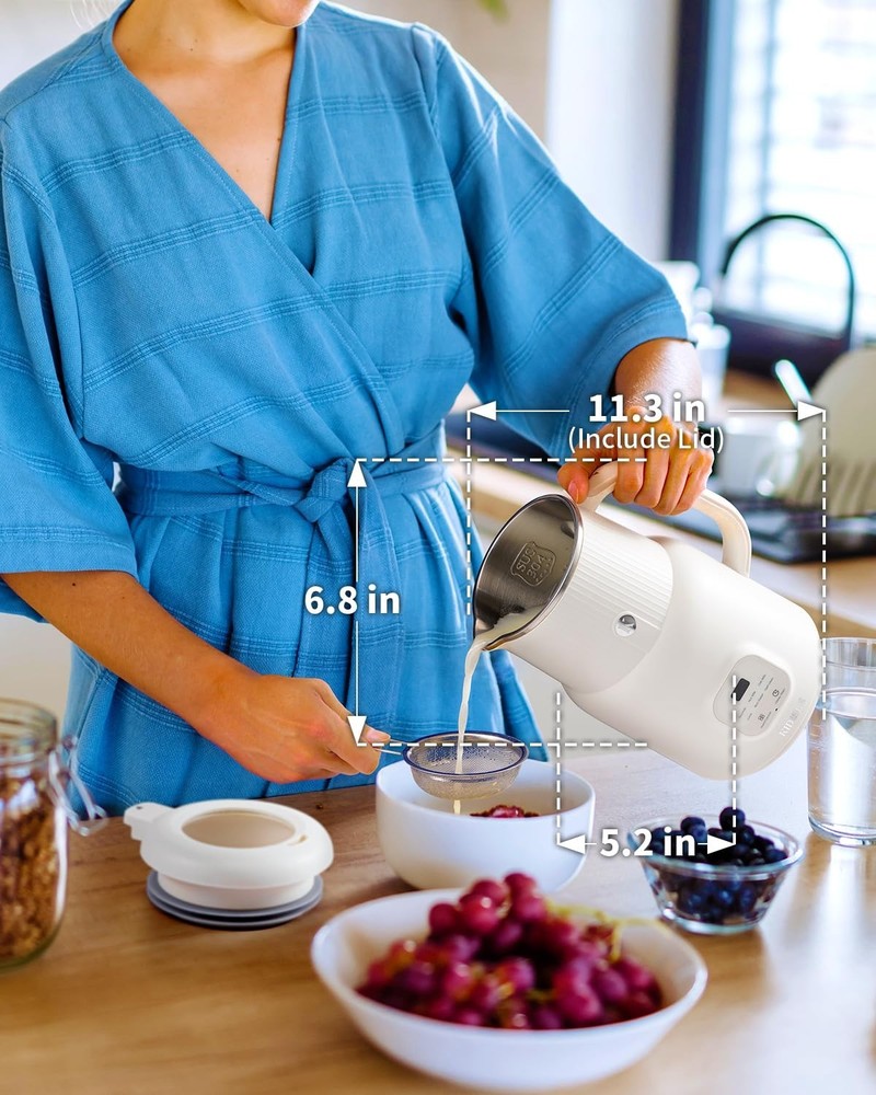 Stylish White Nut Milk Maker – 2-Hour Keep Warm & Comprehensive Accessories