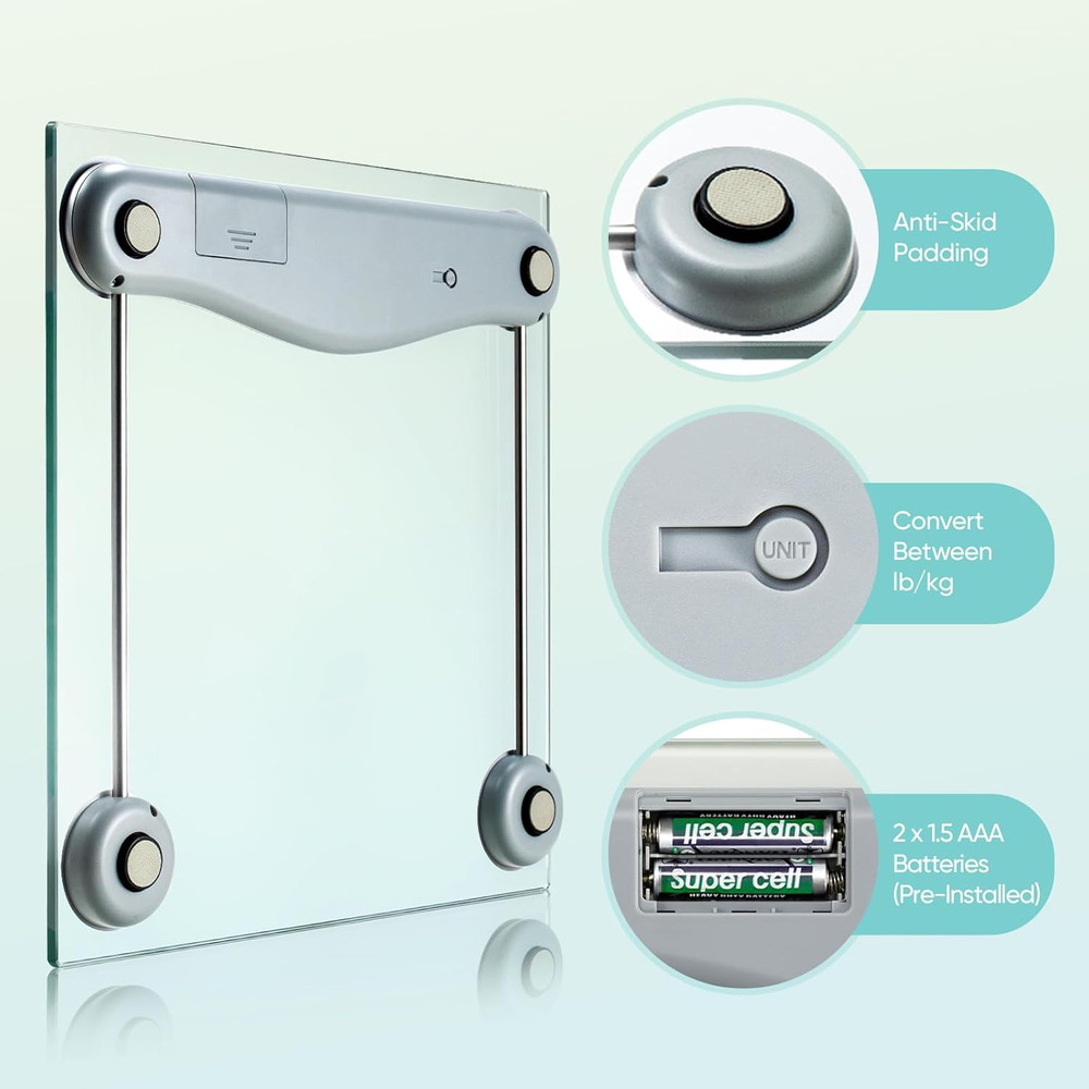 High Precision Digital Bathroom Scale with Blue LCD, 400 lbs Capacity