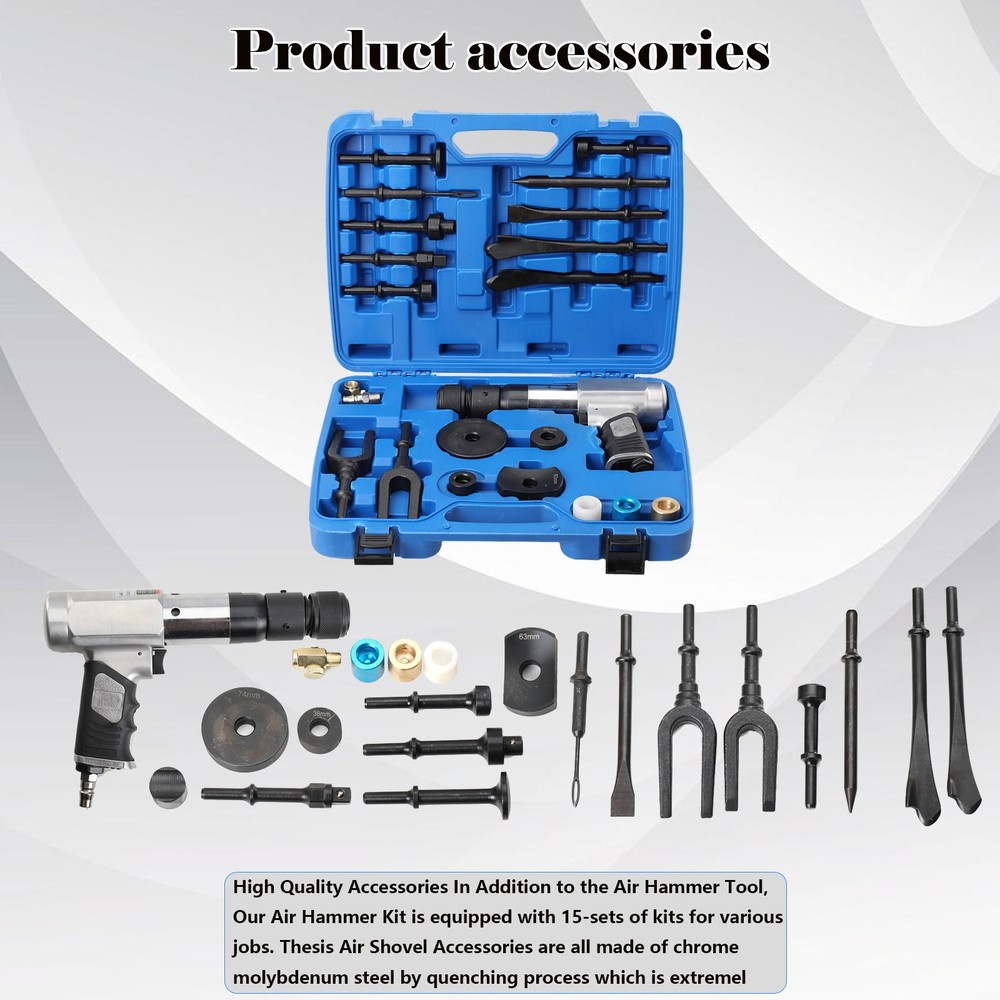 Multi-functional Air Hammer Tool Set With Case Pneumatic Hammer Piece Chisel Kit