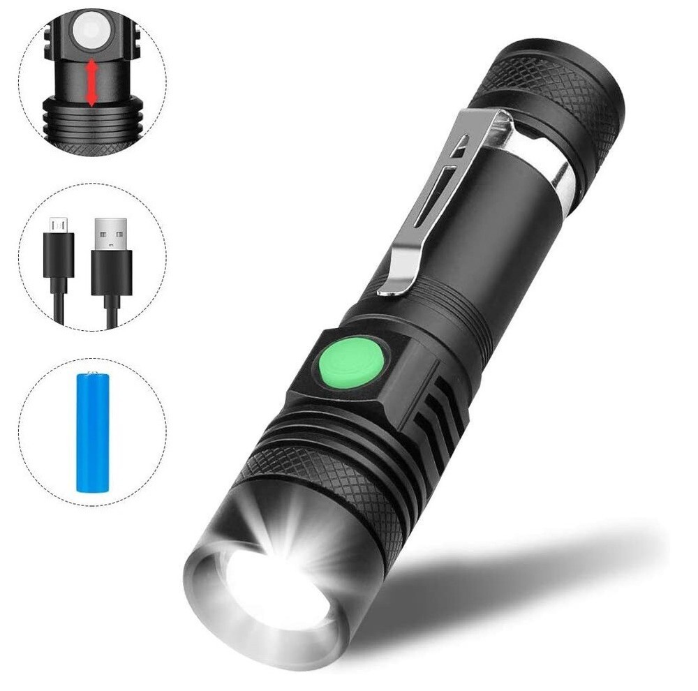 2pcs Chargeable Super Bright LED Tactical Flashlight Zoom Tactical Flashlight US