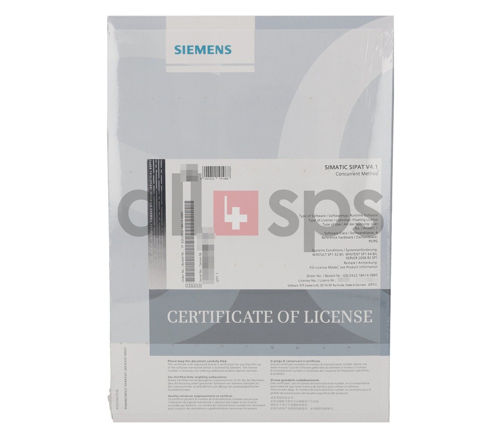 SIMATIC SIPAT SOFTWARE CONCURRENT METHOD V4.1 - 6DL5422-1BA14-0BB5 (NS)