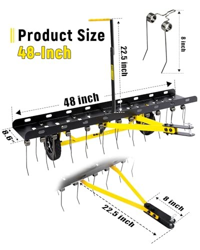 48 Inch Tow Behind Dethatcher, Pull Behind Lawn Dethatcher with 24 48-inch