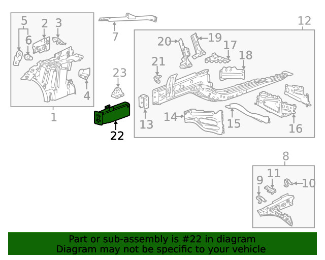 Genuine GM Front Driver Side Bumper Energy Absorber 23222829
