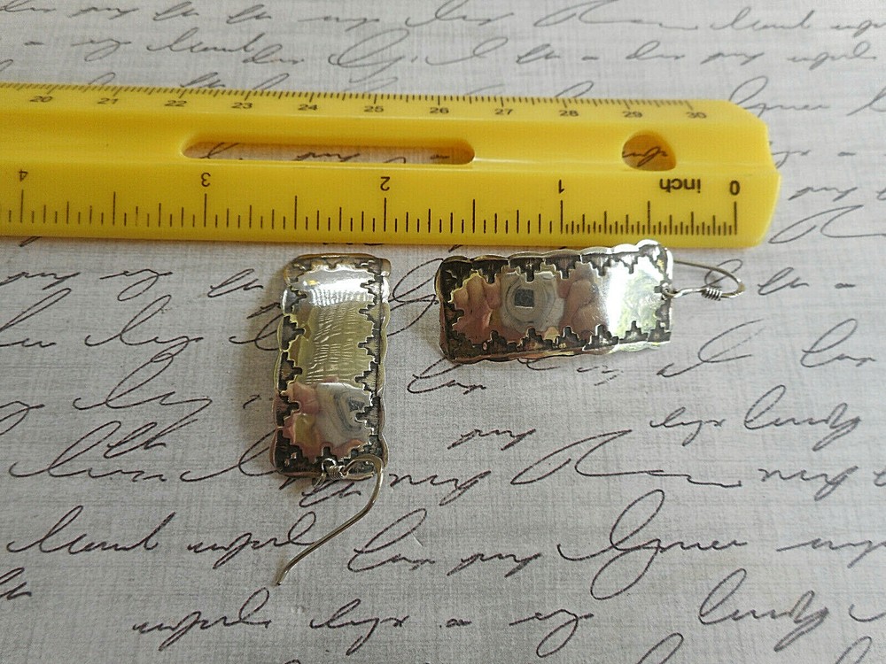 Kathy Lee Thomas KLT Sterling Silver Pressed Design Dangle Earrings E32-K1