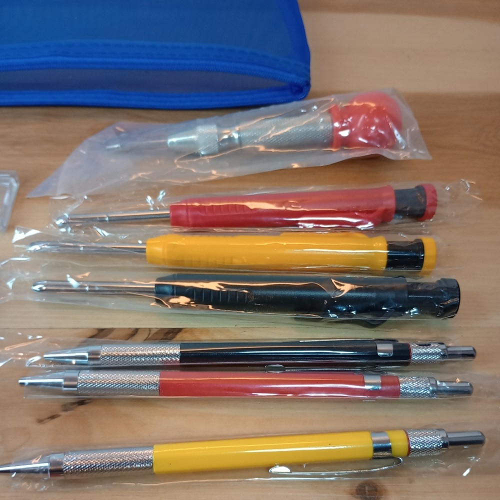 32x Carpenter Pencil Set Deep Hole Marker Built-in Sharpener Carbide Scribe Mark