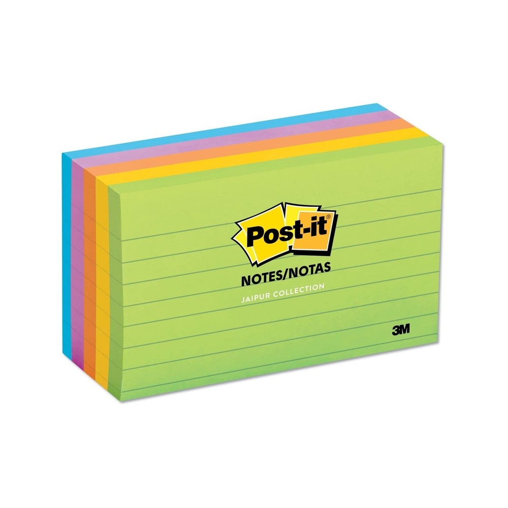 Post-it Notes, 3 in x 5 in, 5 Lined Sticky Notes Pads, 100 Sheets per Pad, Fl...