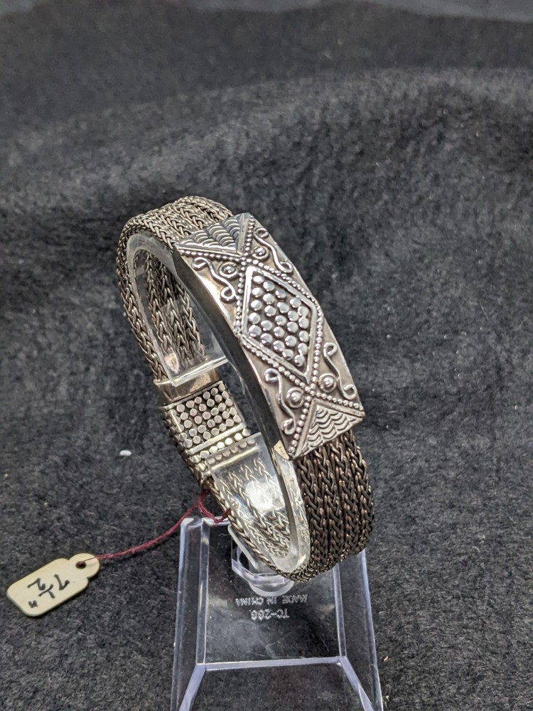 Lois Hill Scrollwork Multi Chain Flexible Bracelet Silver 925 #003