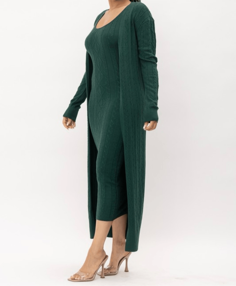 Hunter Green Knit Maxi Sweater Dress