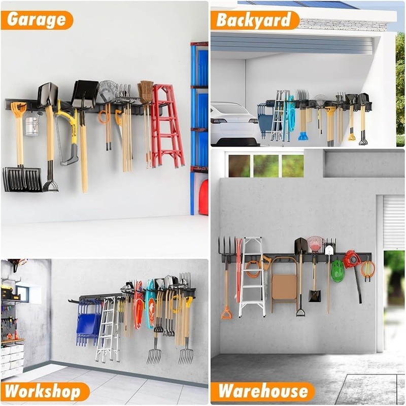 Heavy Duty Adjustable Tool Storage Rack Garage Wall Hooks Space Saving Organizer