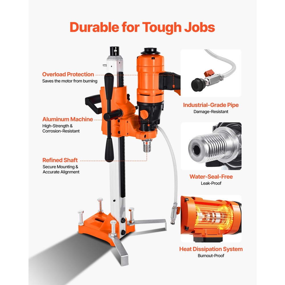 Diamond Core Drill Machine Handheld and Stand Concrete Core Drill Rig 8 in