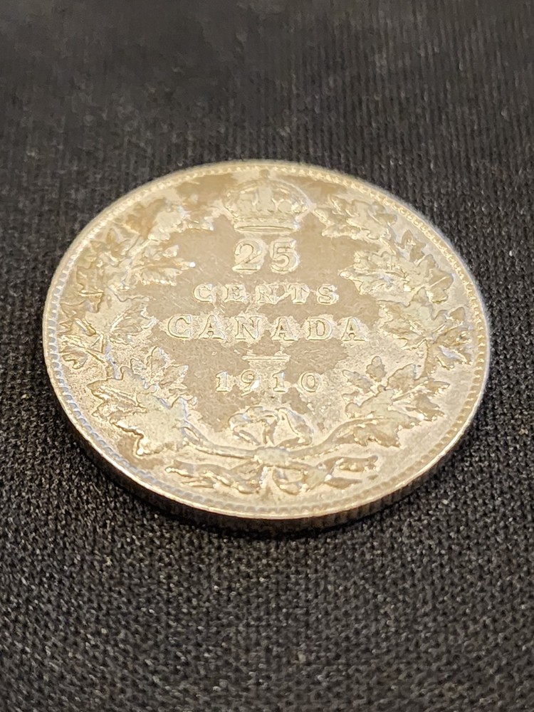 1910 Canada 25 Cents Silver Coin