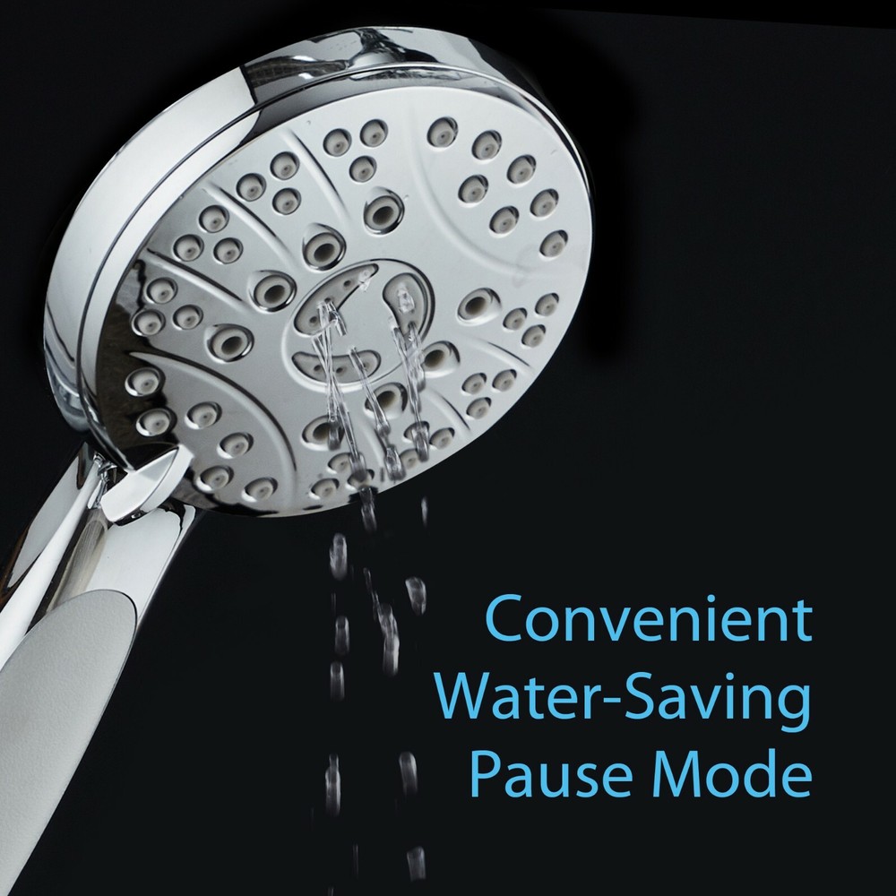 AquaSpa High Pressure 6-setting Handheld Shower Head – 6 FT Hose – Wall Bracket
