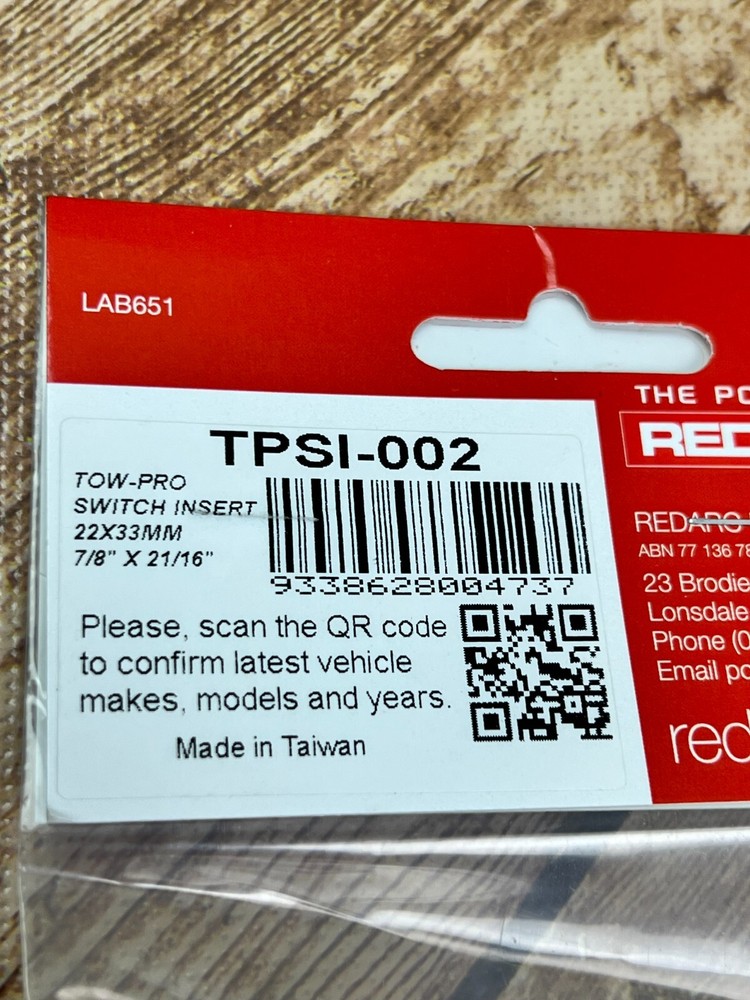 Tow Pro Switch Insert Redarc TSPI-002 7/8" x 21/16"
