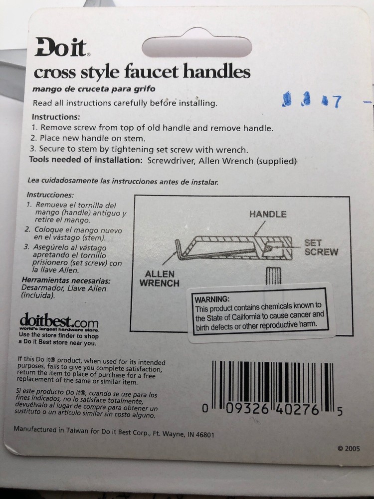 Do it Cross Pattern Replacement Faucet Handles - 411664