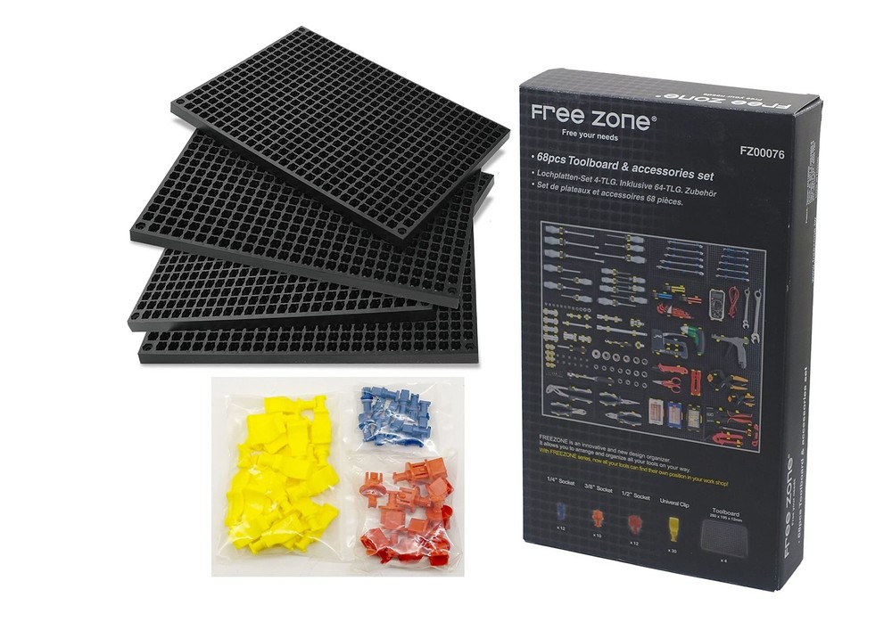 FREE ZONE 68-Piece Large Pegboard Tools Organizer Set, (Black) Tool Box and S...