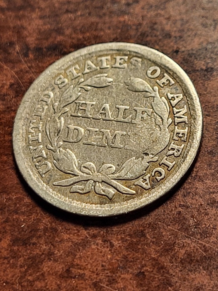 1857 Seated Liberty Silver Half Dime, rotated reverse inv02 d132