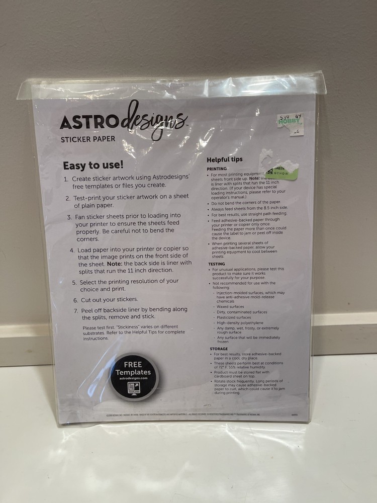 Astro Designs Sticker Paper Sealed