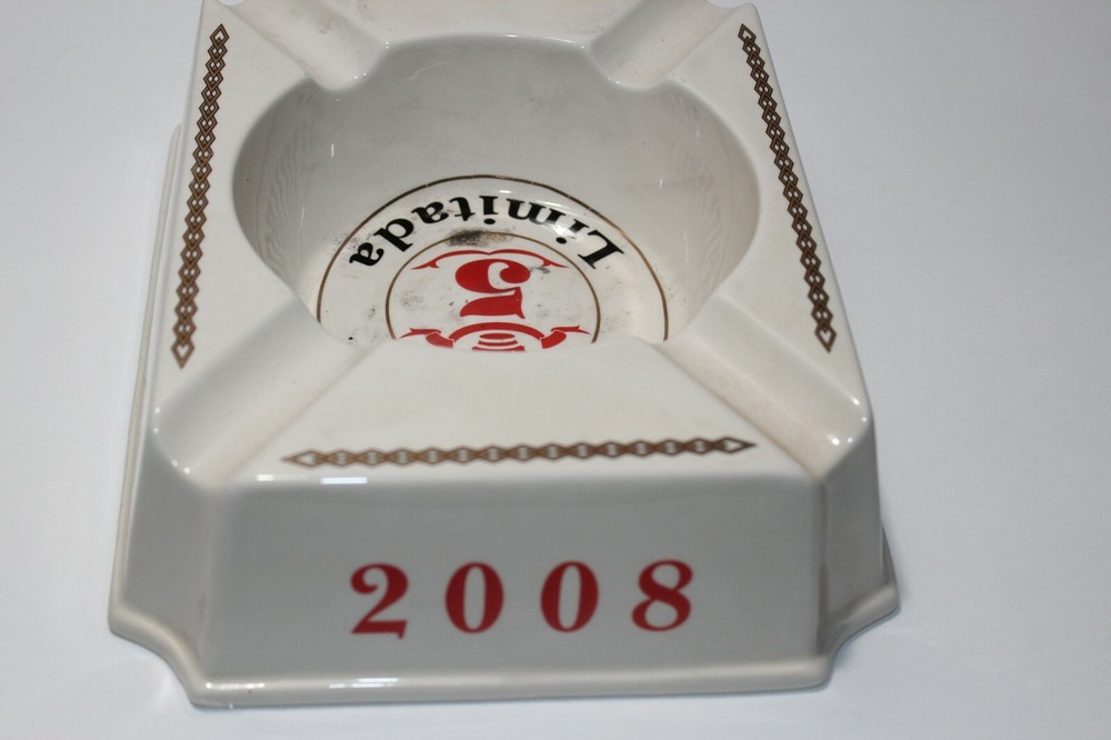 White 5 Vegas Limitada Ceramic Ashtray 8" x 9"