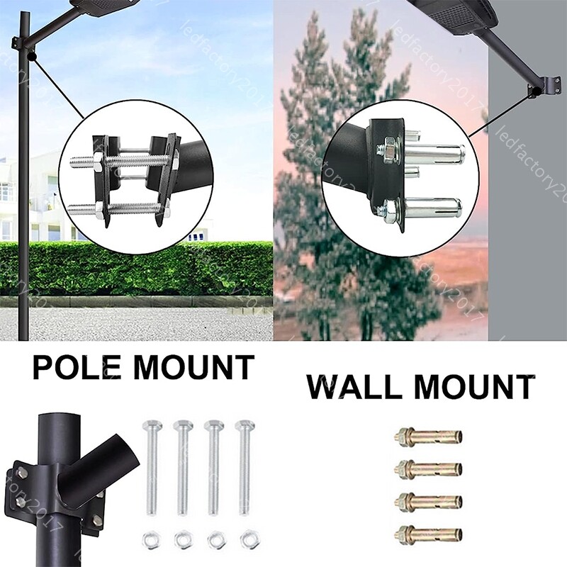 600W LED Solar Steert Lamp Frontyard Security Waterproof w/ Remote Control Pole