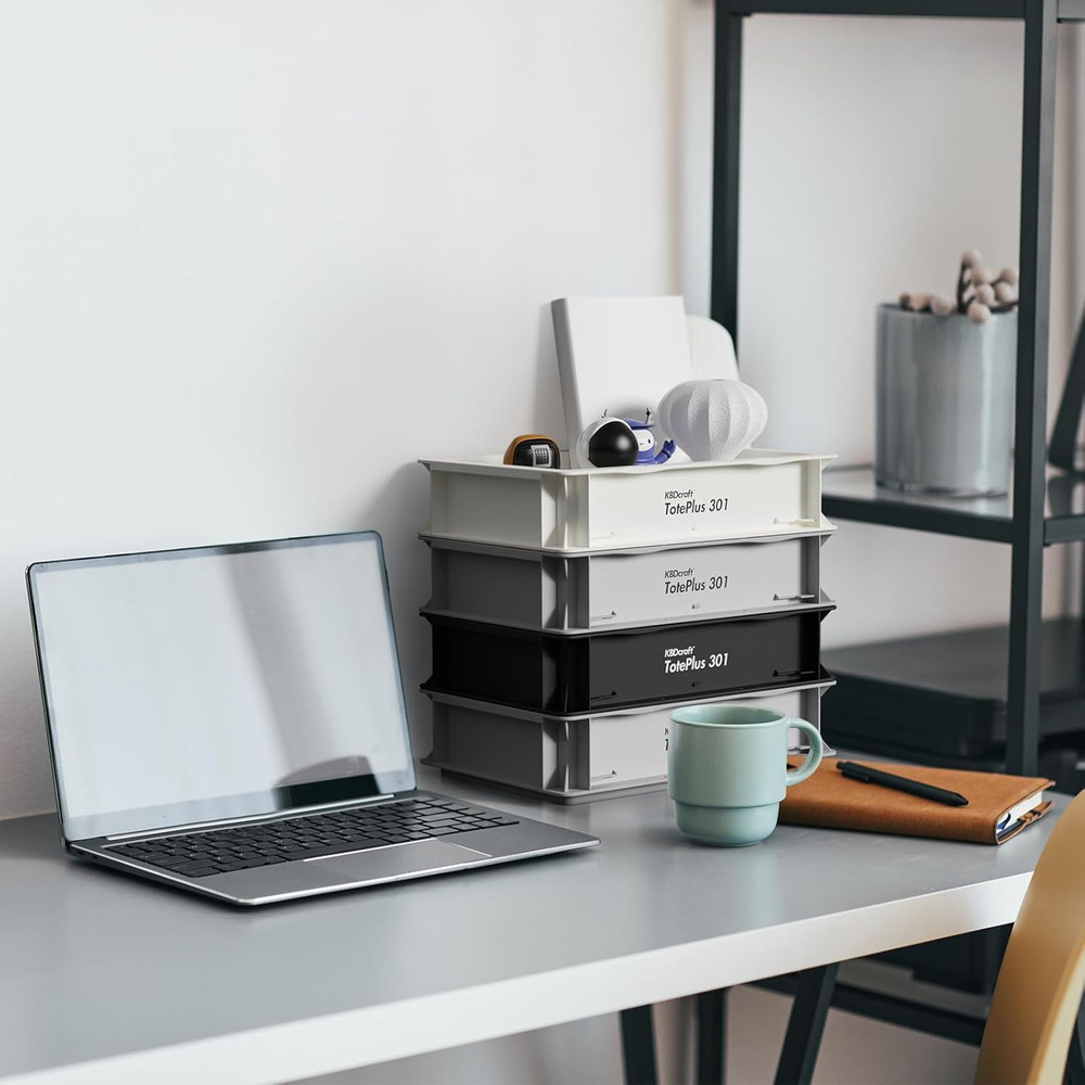 Stackable Storage Bin - Heavy-Duty Plastic Organizer Box and Tray With