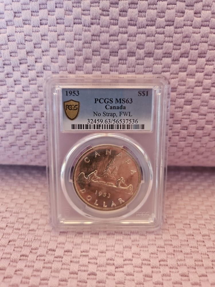 1953 Canada $1 PCGS MS63 No STRAP, FWL