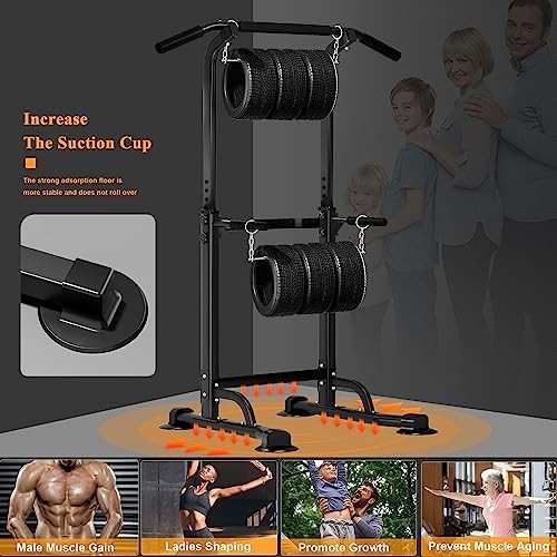 Multi-Function Power Tower Pull Up Dip Station - Adjustable Height Fitness Equip