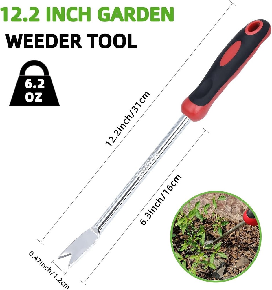 Weed Puller Tool, Dandelion Weeder Puller Tool with Soft Handle, Two-Pronged For