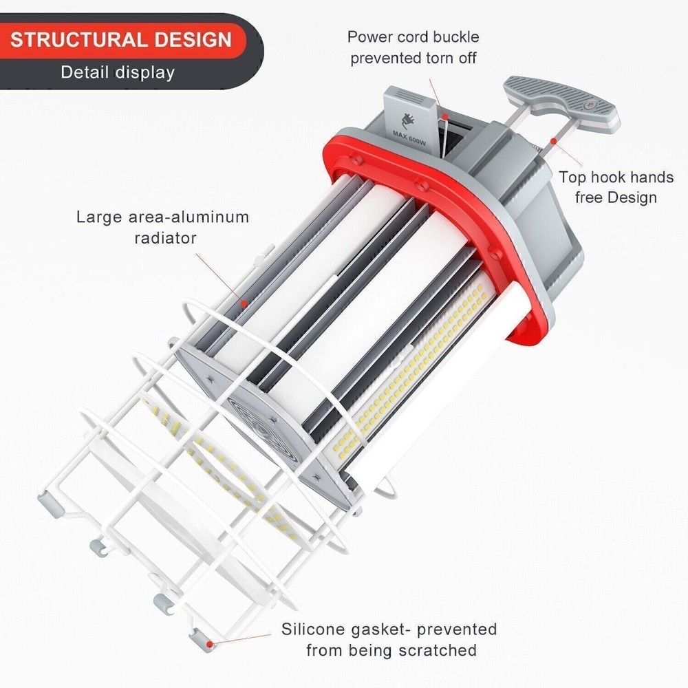 100W LED Temporary Work Light Linkable Constructions High Bay Lamp Plug In 5000K