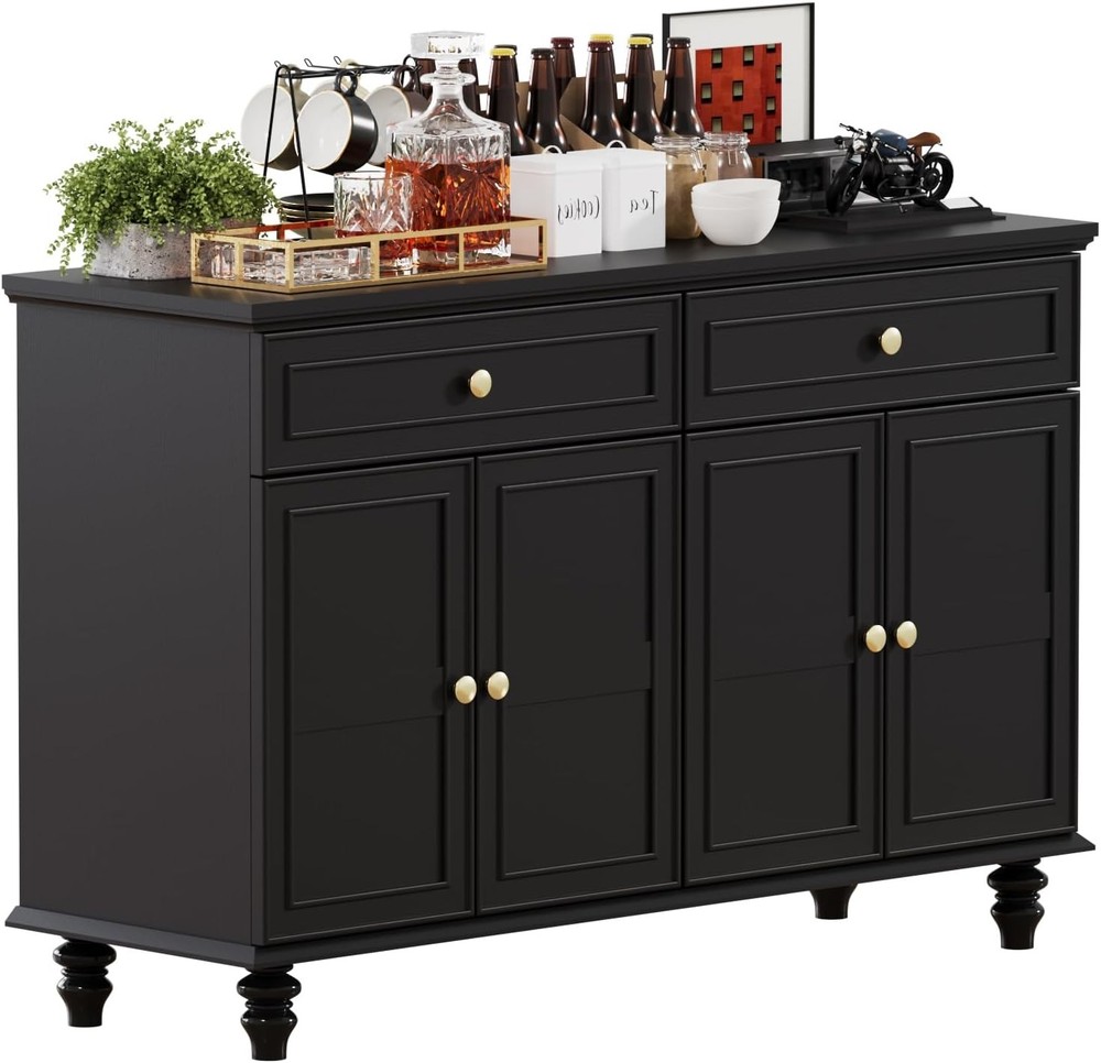 47.6" Buffet Sideboard W/ 2 Drawers & 4 Doors Wooden Kitchen Storage Cabinet W/