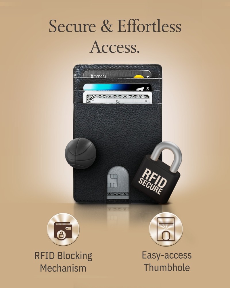 Leather Slim Minimalist Front Pocket Cardholder Wallets For Men RFID Blocking