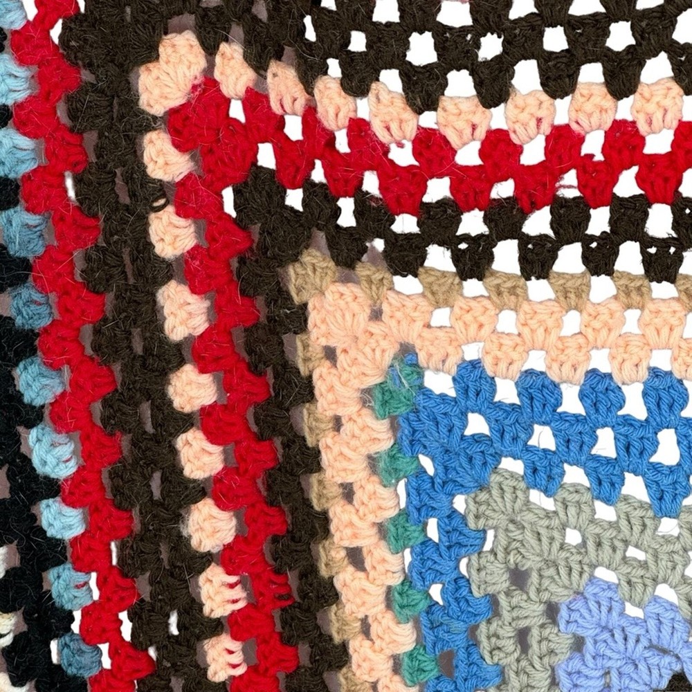 Beautiful Hand Made Multicolored Crocheted Blanket measuring 70” x 67”.