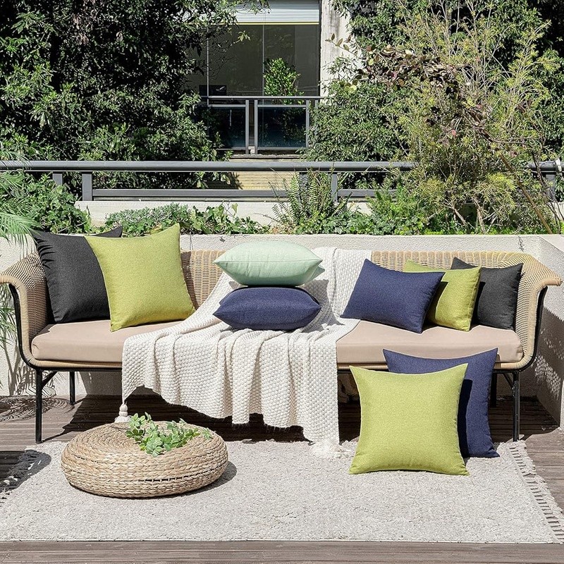 Waterproof Polyester Pillow Covers Solid Cushion Cases Zipper Indoor Outdoor Use