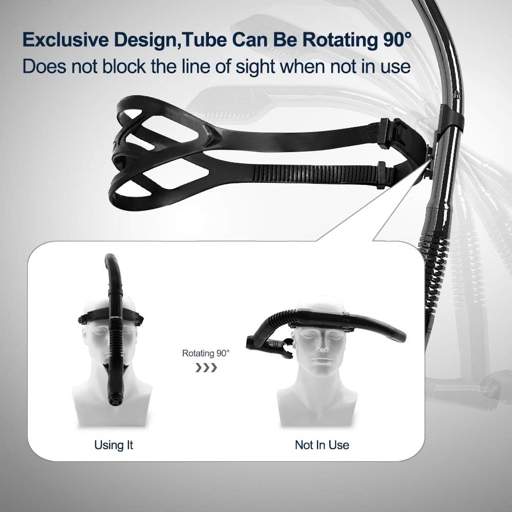 Rotate Function Swim Snorkel for Training Swimming Front Lap black