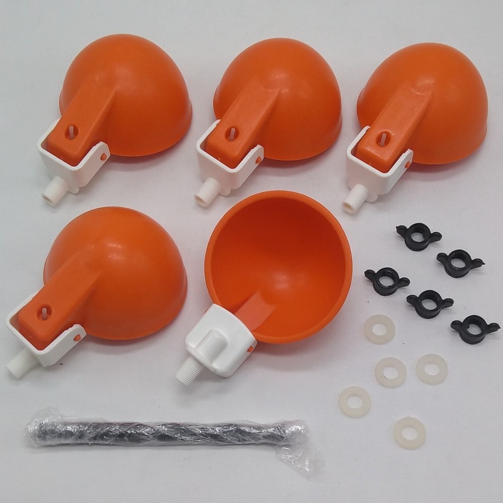 Chicken Auto Fill Watering Cups Fully Automatic Quail Chicks (5 Cup Pack)