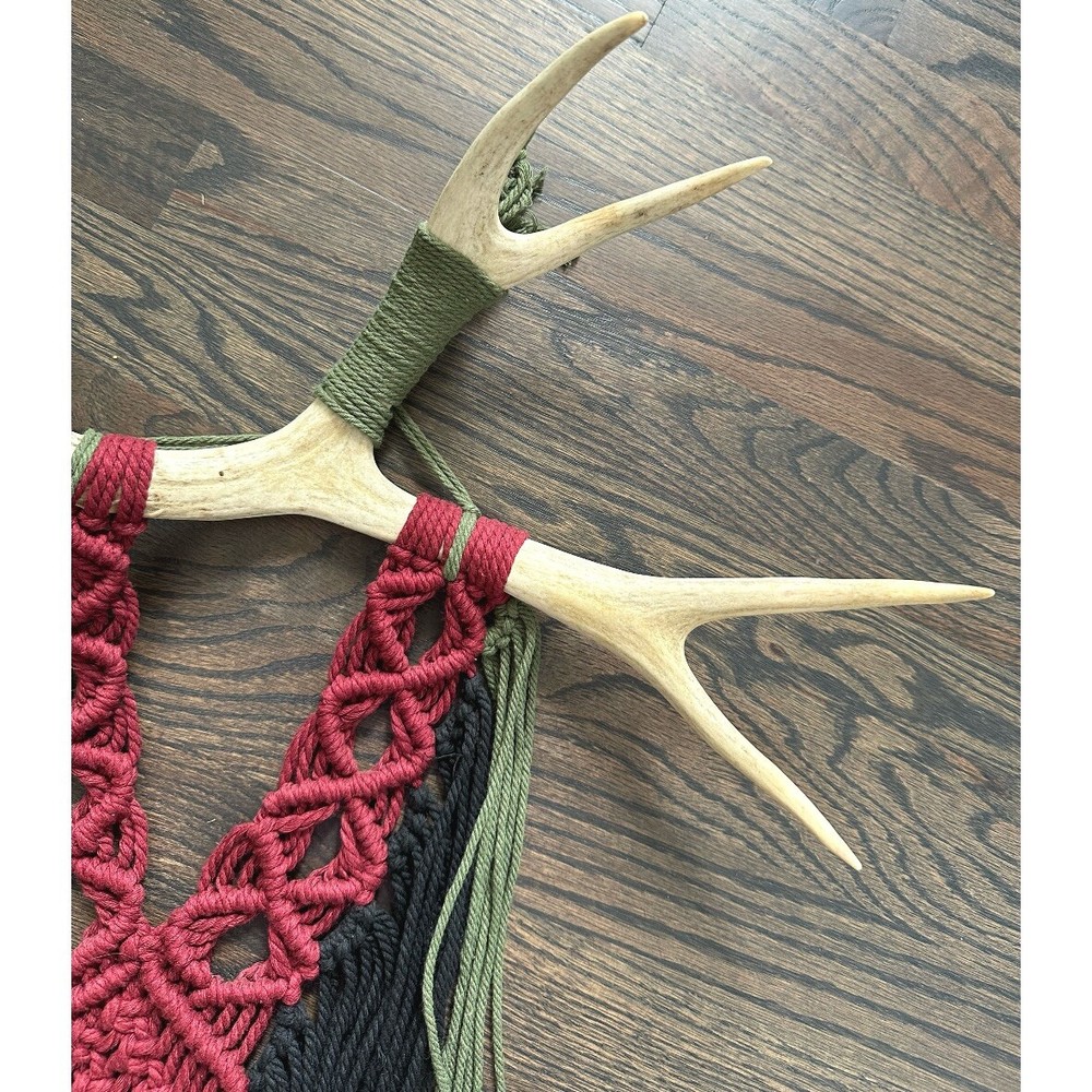 Macrame Deer Antler Boho Wall Decor Art Wall Hanging Handmade Wyoming