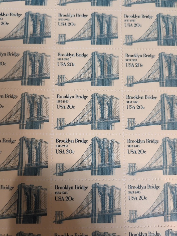 ERROR 1983 Sheet BROOKLYN BRIDGE UNFINISHED BRIDGE Short Transfer MNH