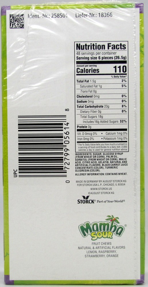 Mamba Sour Fruit Chews Changemakers Candy Strawberry Raspberry 48 Count Box