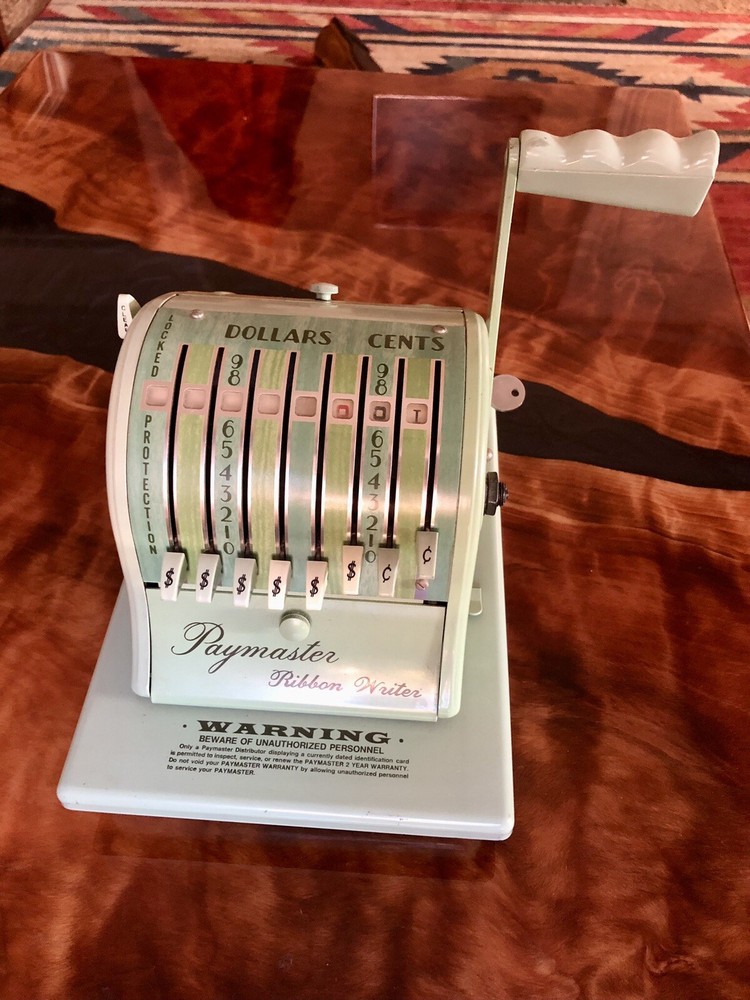 1950s Sea Foam Green Paymaster Check Printing Machine