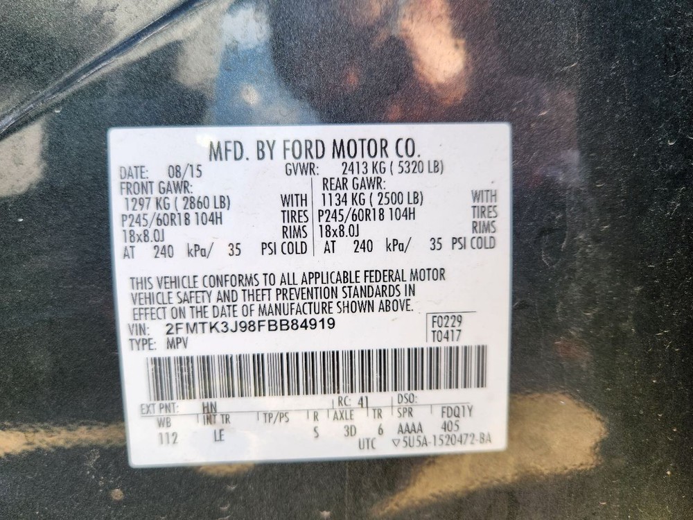 2015-2018 Ford Edge Front Center Dash Mounted 8.0" Display Touch Screen