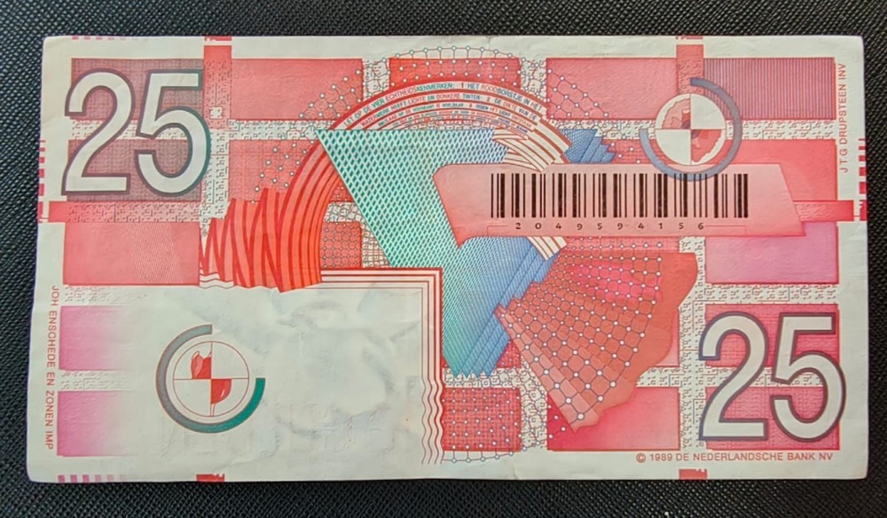 25 Guilden Netherlands banknote 1989 excellent condition