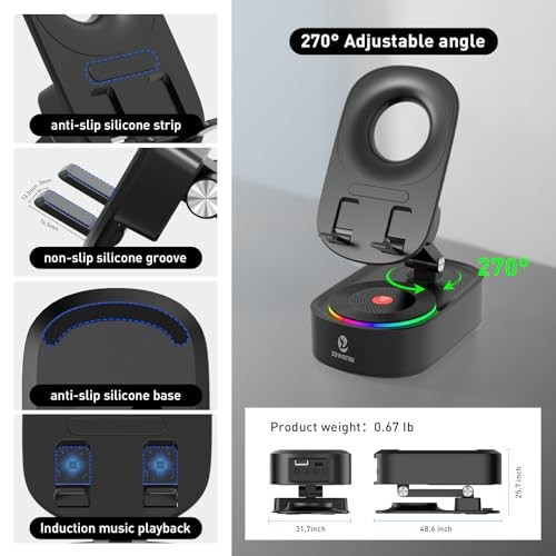 5in1 Wireless Induction Audio Bluetooth Speaker with Phone Stand,Work Time