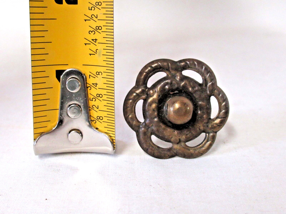 4 PR. (8) DRAWER PULL EYE POSTS W/ ORNATE BRASS BACK PLATES