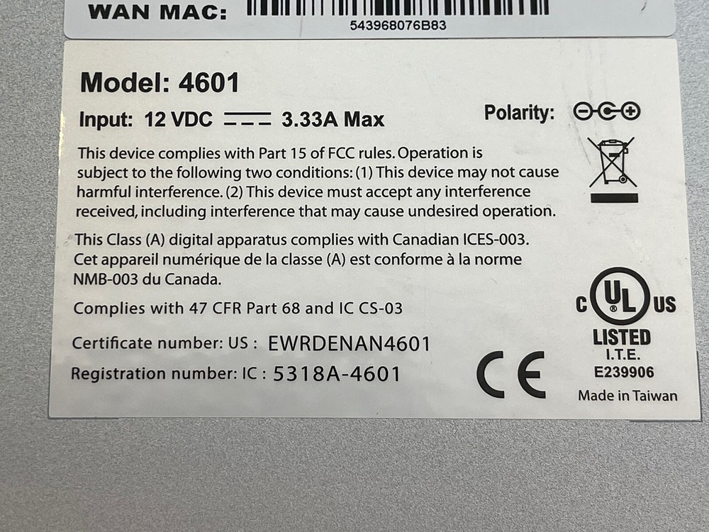 Edgewater Networks 4600 Series Model: 4601 For T1/E1