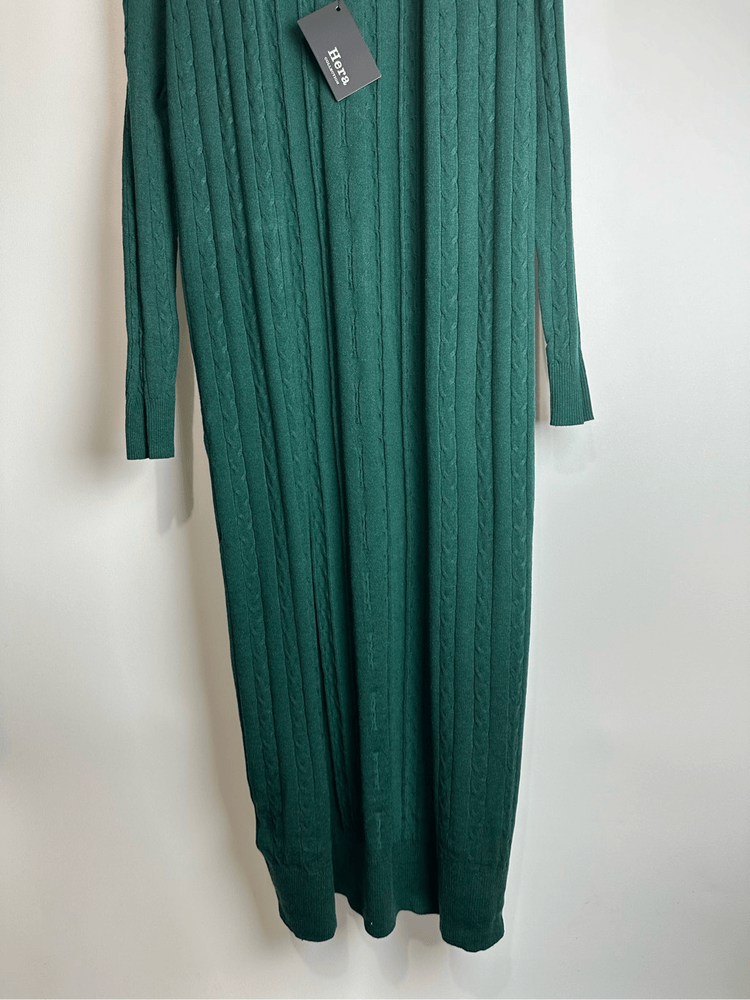 Hunter Green Knit Maxi Sweater Dress