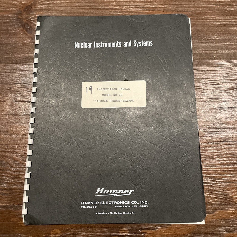 Hamner NC-10 Integral Discriminator Instructions Manual