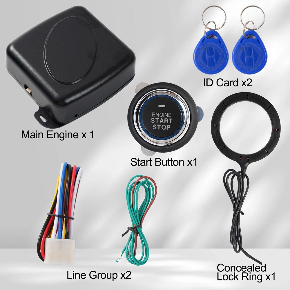 Car Ignition Switch 12V RFID Engine Start Push Button Keyless Entry Starter Kit