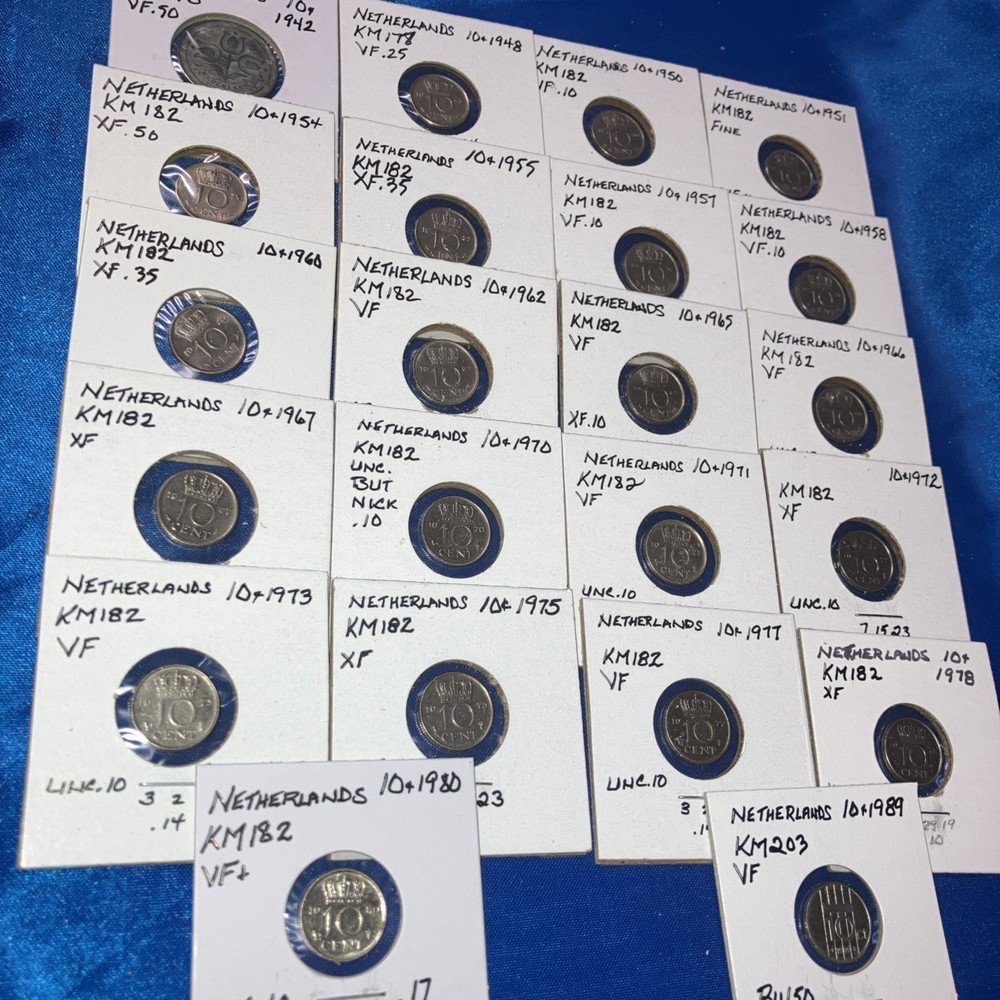 NETHERLANDS ten cents from 1942--22 different