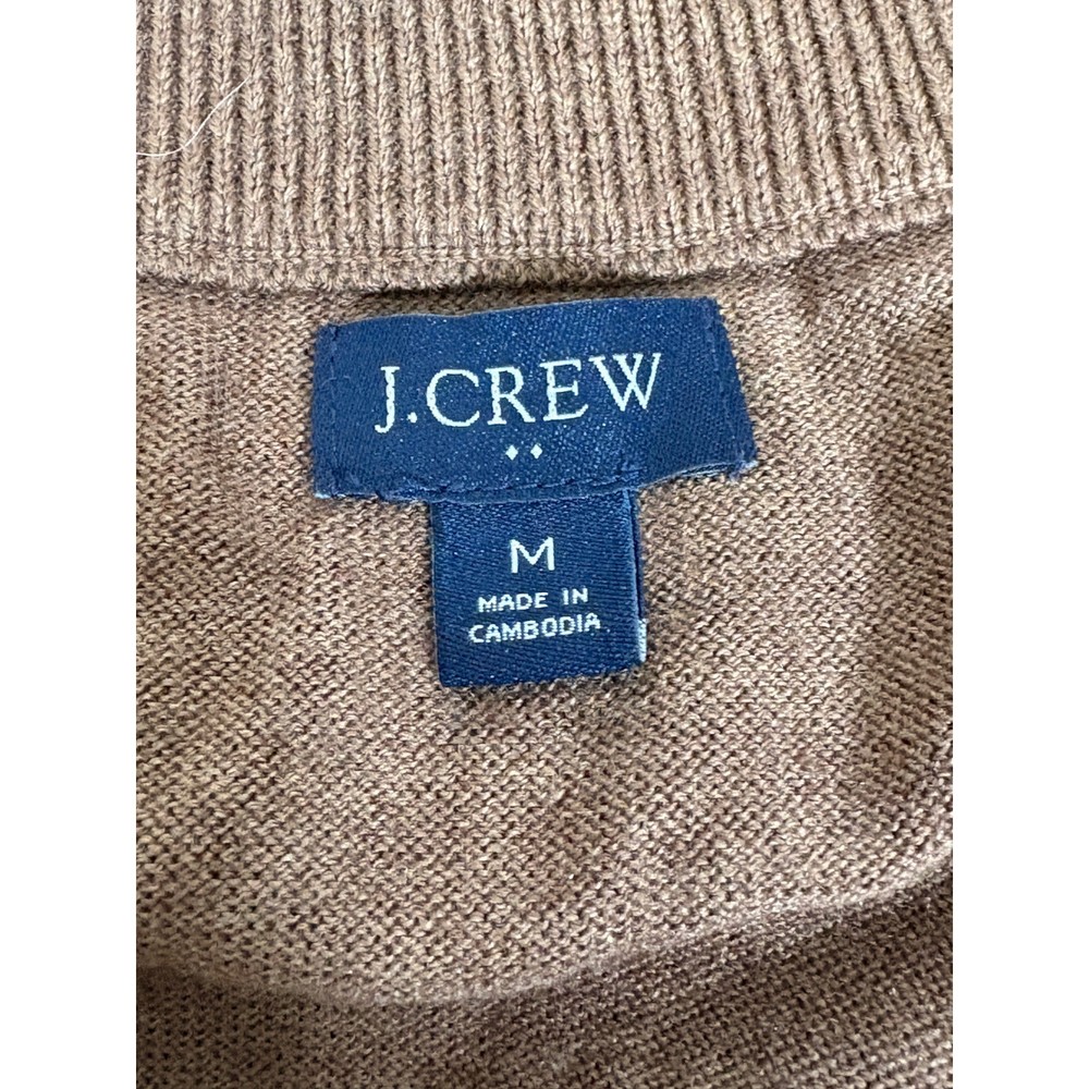 J.Crew Mens Quarter Zip Sweater Brown Mock Neck Pullover Size Medium